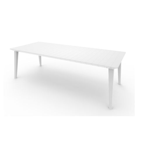Ausziehbarer Lima-Tisch aus stoßfestem Harz 160 / 240 x 98 x 74 cm weiß für den Garten im Freien