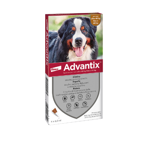 Bayer Advantix spot-on pipette vial for dogs over 40 kg up to 60 kg anti-repellent and eliminates ticks fleas lice