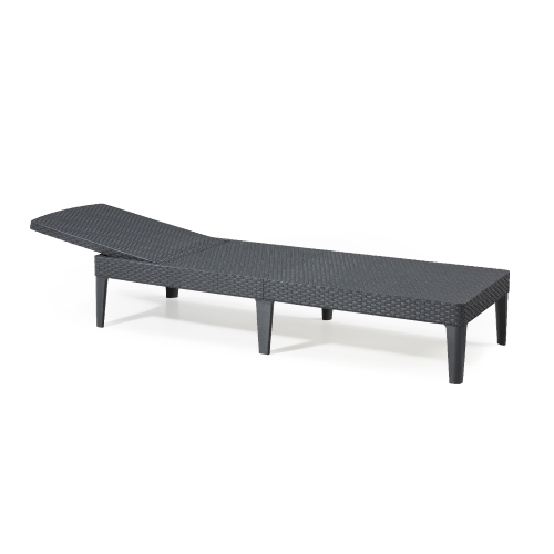 Jaipur sunbed in graphite polirattan effect shockproof resin 187x58x29 cm adjustable for garden sea swimming pool