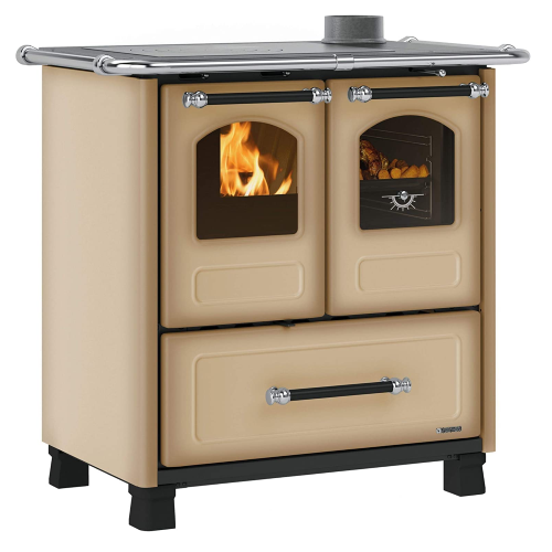 La Nordica Extraflame cocina estufa de leña en hierro fundido Family 3.5 cappuccino 7.8 kW 186 m³ climatizada