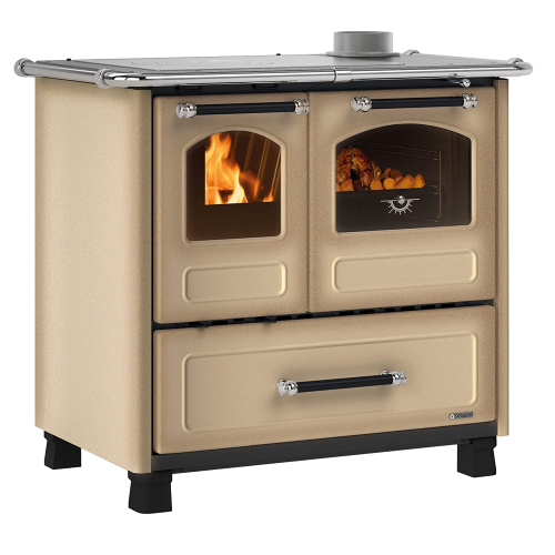 La Nordica Extraflame cucina stufa a legna Family 4,5 cappuccino 7,5 kW 215 m³ rivestimento esterno in acciaio porcellanato