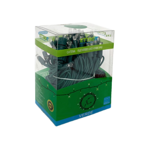 Crylight-Ettroit serie Navidad cadena led verde con ice flash cable verde para exterior IP44 extensible profesional y certificado