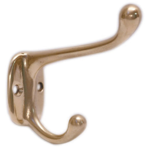 10 pcs classic coat hanger polished brass 2 hooks 70x75 mm