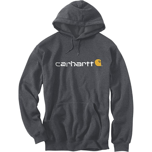 Carhartt Sweat-shirt gris coupe ample de poids moyen pour homme avec logo et poche avant