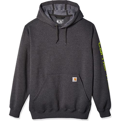 Carhartt Medium weight loose Fit gray sweatshirt for men with logo on sleeve and front pocket