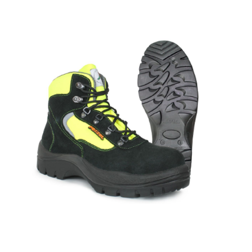 Pezzol Diaz S3 high-top winter work shoes for civil protection in black and yellow water-repellent fabric made in Italy