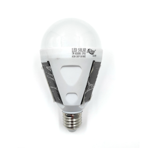 Driwei Glühbirne mit Mini-Solarmodulen 7W E27 kaltweißes Licht 900Lm 6500K IP65