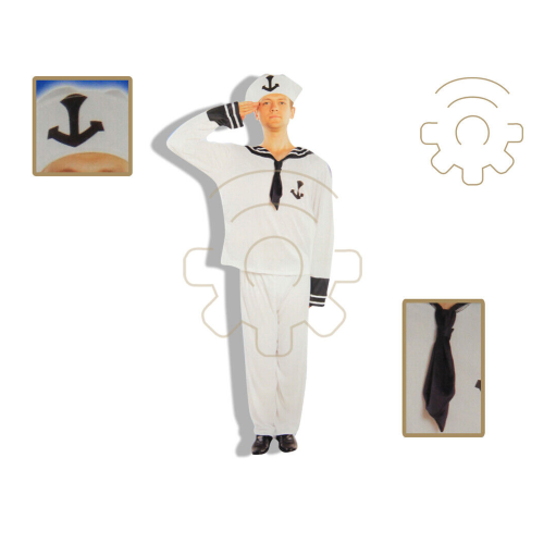 Déguisement carnaval marin adulte taille unique comprenant robe, pantalon et chapeau
