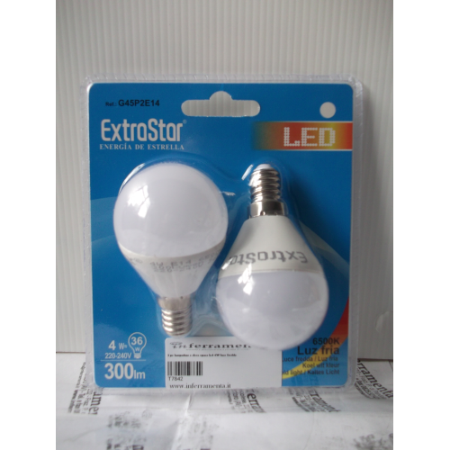 2 lampadine a led 4W attacco E14 sfera opaco luce bianco caldo ceramica
