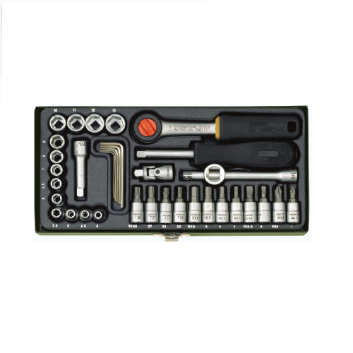 Proxxon 23080 kit 36 chiavi a bussola e inserti acciaio cromo vanadio con cricco da 1/4" per meccanica di precisione