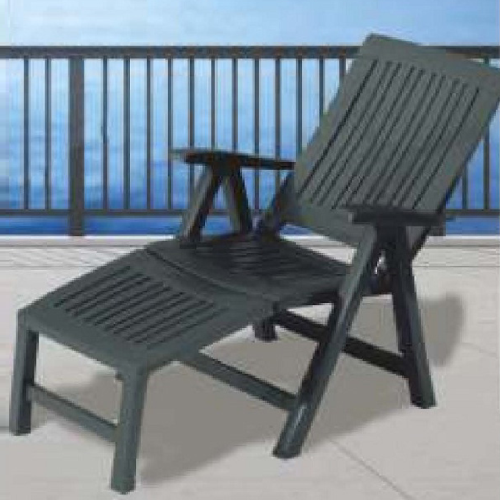 Sedia sdraio con poggiapiedi Lucrezia Relax in plastica antracite cm 60x103x105 da giardino esterno spiaggia piscina