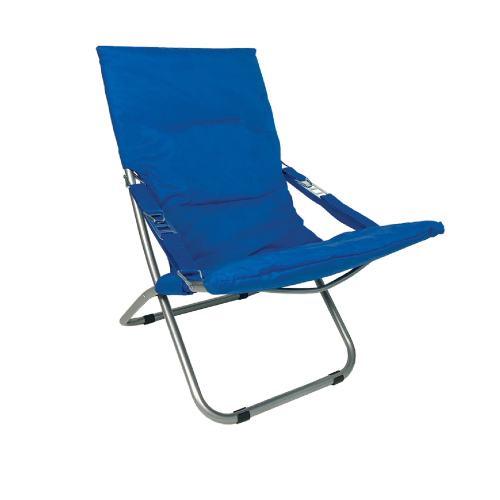 Chaise longue tubulaire Stintino en tissu métallique en polyester bleu roi pour plages et jardins