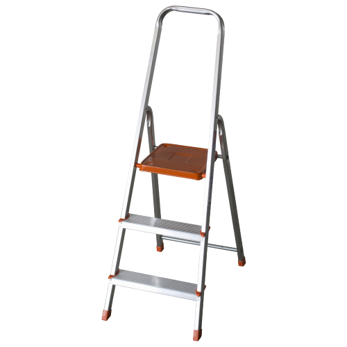 Eurodomus 3-step ladder in aluminum with safety platform ladder stool