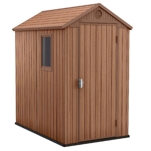 Keter casetta Darwin in resina effetto legno EVOTECH+™ 1,19x1,84x2,50 mt con pavimento pareti a doppio strato da giardino esterno