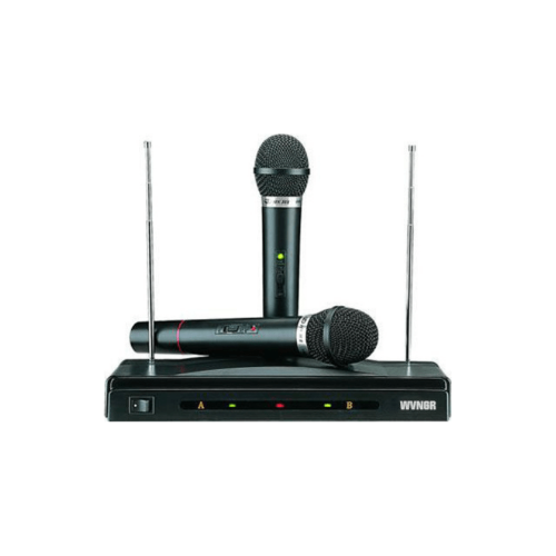 Kit microfoni professionali portatili wireless con centralina fm bicanale C-05 per riunioni eventi 