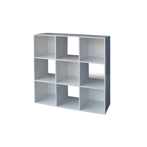 Bookcase Cubo 9 square compartments white color cm91x30x91h in melamine mobile shelf