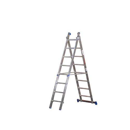 Azzurra scala allungabile professionale a 2 elementi 12 gradini h 3,5/5,81 mt in alluminio da appoggio a cavalletto o sfilo