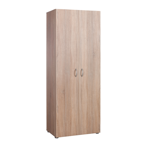 Calamata oak multipurpose shoe cabinet with two doors and 7 shelves 36x69.4x181 cm in wood finish covered chipboard