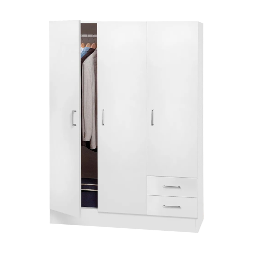 Composad dreitüriger Kleiderschrank mit Doppelschublade für Kleidung Larissa-Linie cm 50x120x170h weiße Farbe