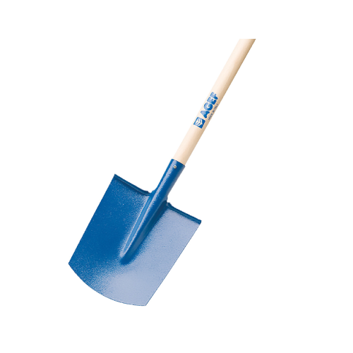Square garden shovel spade/spade in textured metal with beech handle 120cm