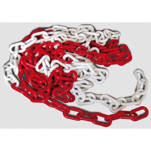25 mtl red white plastic chain oval link 6 mm construction site signs