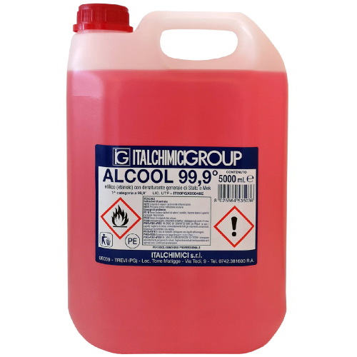 Alcool éthylique dénaturé certifié Italchimici 99,9° bidon 5 litres de solvant pour gomme laque