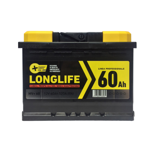 Battery MV+ 60 Longlife - Standard DIN 60 Ah 12 V sealed ready for use and TUV certified