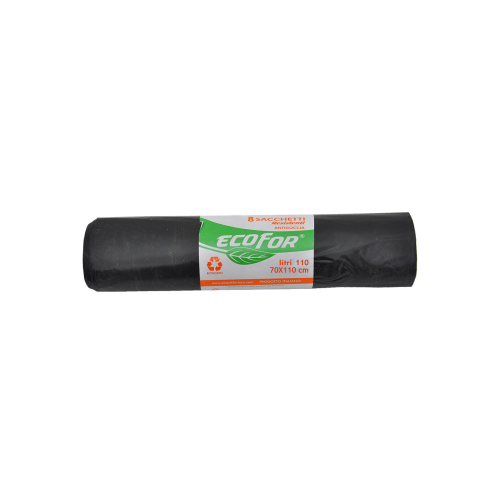 EcoFor bolsas negras polietileno recogida selectiva cm70x110 110lt 8pcs resistente