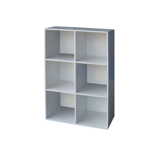 Cubo bookcase 6 square compartments white color cm61x30x91h in melamine mobile shelf