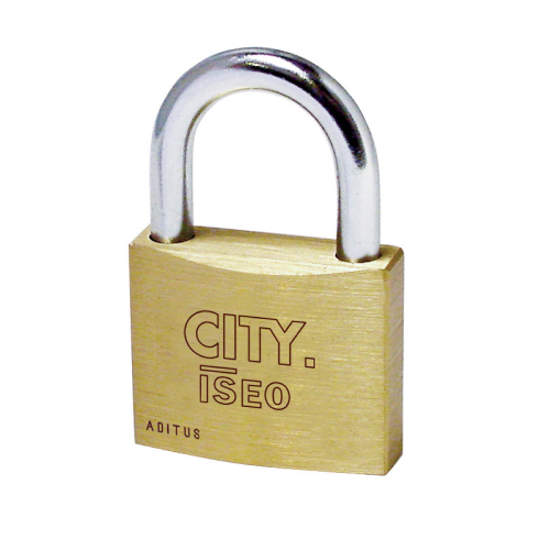 Candado City by Iseo rectangular 50 mm KA cuerpo de latón y arco de acero templado y cromado 3 llaves encriptación única