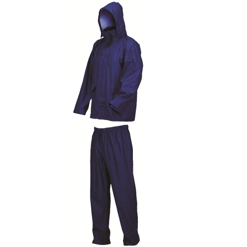 Lluvia wasserdichte Jacke und blaue Hose Größe M aus Polyurethan-PVC-Polyester