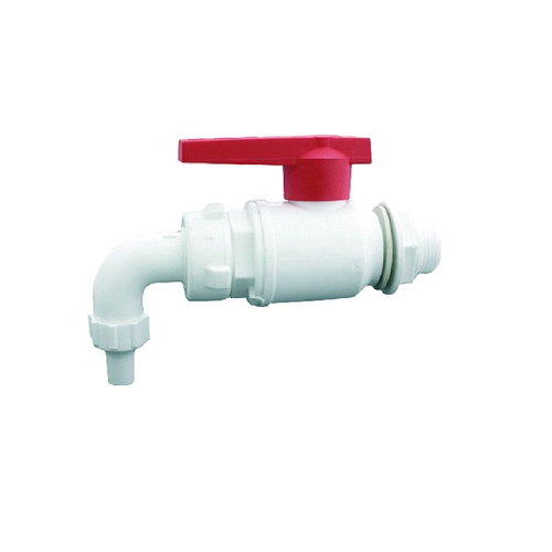 Ball tap with curved spout in polypropylene 1/2 'x 20 mm for tub with bottle filler fitting with ring nut