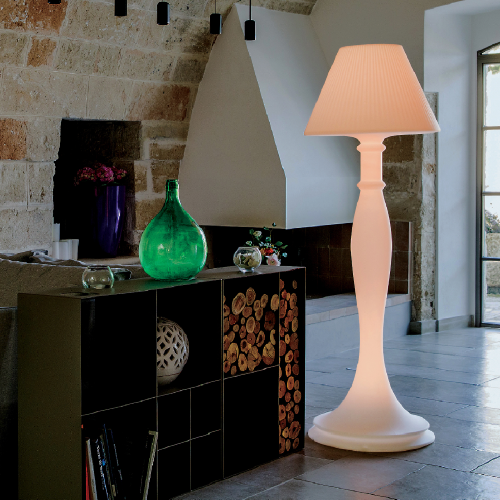 Lampadaire Eva en résine lumineuse RGB avec télécommande Lampe LED Ø 60x180 cm pour mobilier d'intérieur et d'extérieur