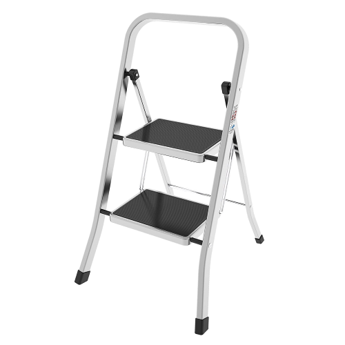 Colombo factotum model stool 2 steps in aluminum with platforms and non-slip feet cm.50 x 84 x 49 cm