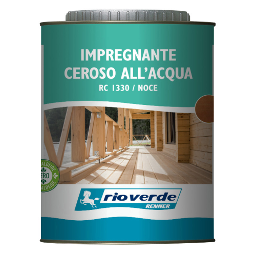 Rioverde RC 1330 / Imprägnierwachs auf Wasserbasis Walnuss 750 ml für Holz Ergiebigkeit 10 m2/l zum Auftragen mit Pinsel oder Spray