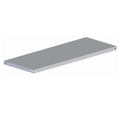 Metal shelf 50 x 70RR with reinforcements in bright steel plate with three fold orders for each side in gray Ral color
