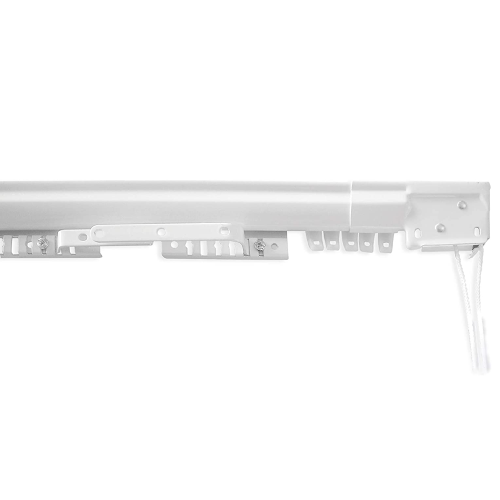 Tringle à rideau extensible EASY 2 en acier peint en blanc longueur 168 - 300 cm verrouillage centralisé avec supports