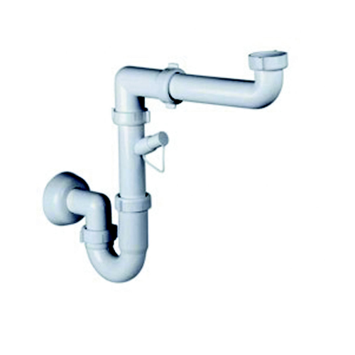 1-way siphon for sink in polypropylene without drains with 1"½ connection for washing machine and dishwasher with small footprint