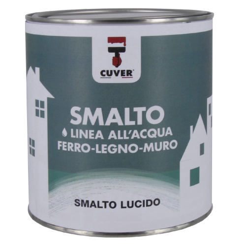 Cuver glänzender weißer Acryllack auf Wasserbasis für Holz- und Eisenwände im Innen- und Außenbereich 750 ml Ergiebigkeit 10–12 m2/l