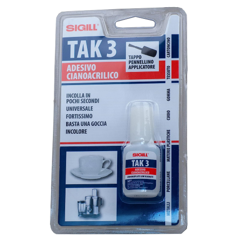 Sigill Tak 3 bottle 8gr universal extra-strong colorless cyanoacrylate glue with applicator brush cap