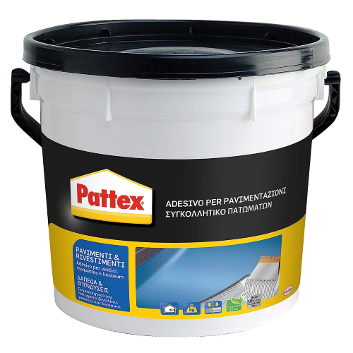 Colle adhésive Pattex pour sols et murs 5 kg de type acrylique pour le collage de supports absorbants et non absorbants rendement 250-300 g/m2