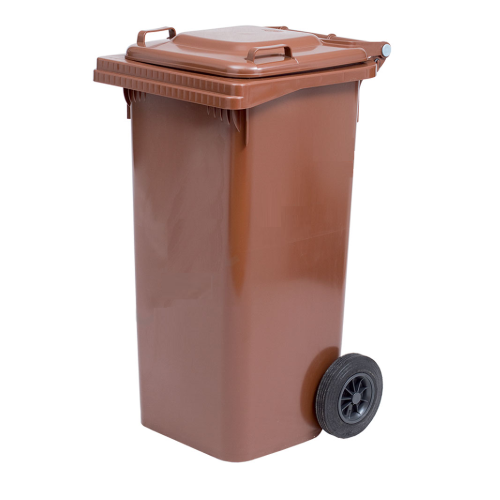 Cubo de basura con ruedas marrón 240 lt con dos ruedas cm 72x58x106h cubo de basura para recogida selectiva
