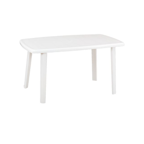 Cayman-Tisch aus Polypropylen mit weiß glänzender Oberfläche 140 x 90 x 72 cm für den Außenbereich