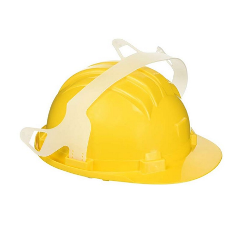 CE-EN397 approved protective work helmet in polypropylene with yellow sweatband for accident prevention