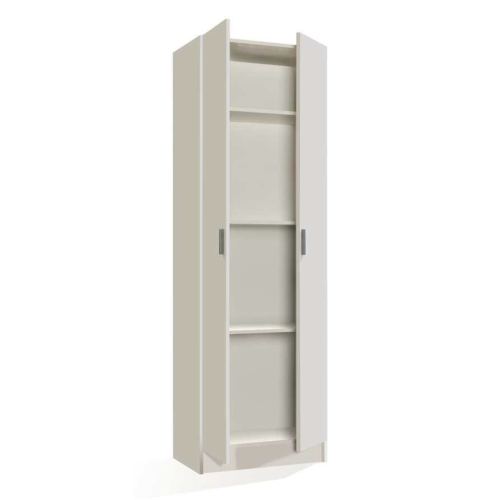 Mehrzweck-Kleiderschrank-Set, 2 Türen und 3 Regale, cm 59 x 37 x 180 h, aus weißem Mdf