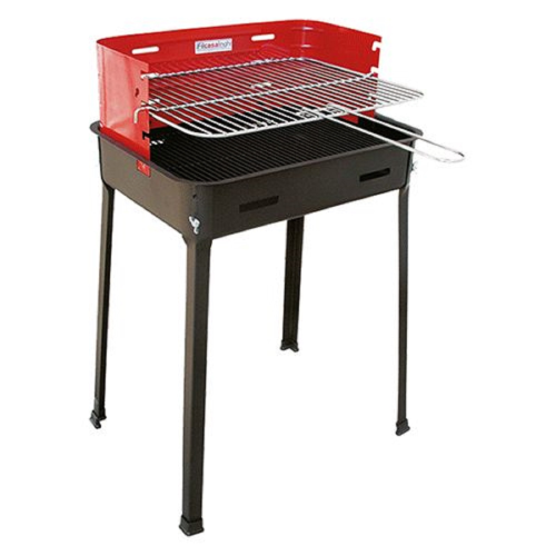 Rectangular oven barbecue with chromed grill for charcoal and wood picnics 48x36x77h cm