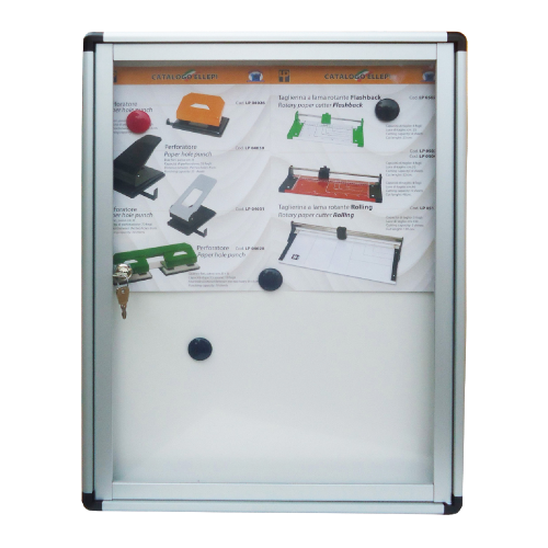 Aluminum notice board with magnetic bottom 45x60x4.5 cm transparent crilex door with cylinder lock
