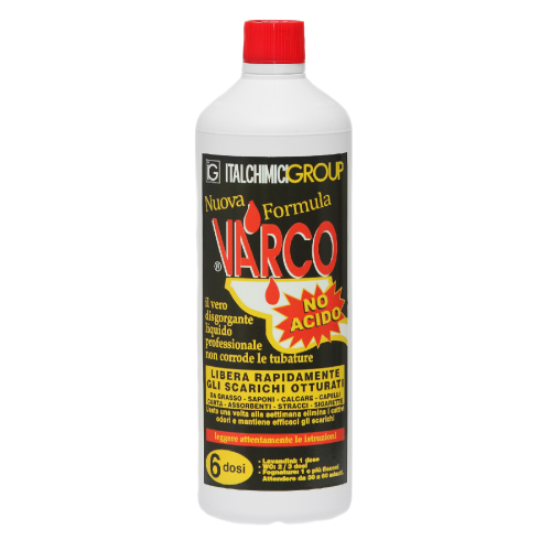 Disgorgante liquido Varco senza acido 750 ml libera lo scarico otturato da residui organici ed inerti