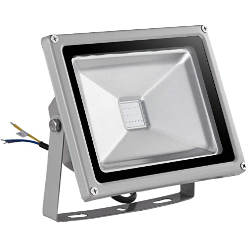 LED-Strahler 20W RGB, graues Gehäuse mit Fernbedienung inklusive, wasserdicht IP65