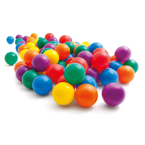 Intex 49602NP pack de 100 boules plastiques colorées Ø 6,5 cm jeux pour enfants en sachet transparent
